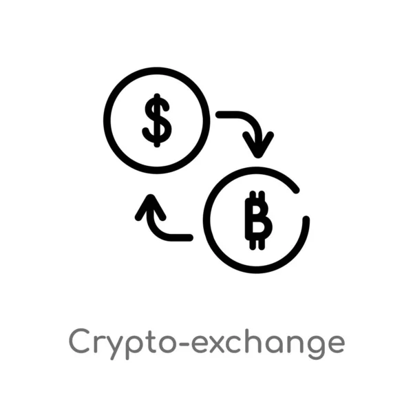 Contorno Cripto Intercambio Icono Vector Elemento Línea Simple Negro Aislado — Vector de stock