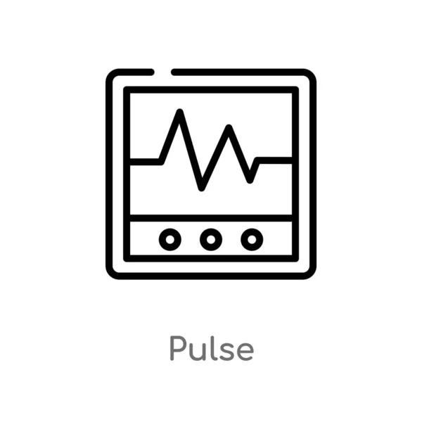 Overzicht Pulse Vector Icoon Geïsoleerde Zwarte Eenvoudige Lijn Element Illustratie — Stockvector