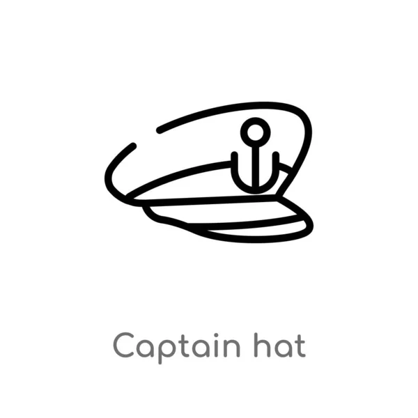 Contour Capitaine Chapeau Vecteur Icône Illustration Isolée Élément Ligne Simple — Image vectorielle