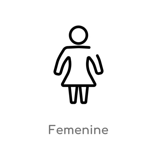 アウトライン Femenine ベクターアイコン 符号の概念から孤立した黒のシンプルなライン要素のイラスト 白い背景に編集可能なベクトルストローク Femenine アイコン — ストックベクタ