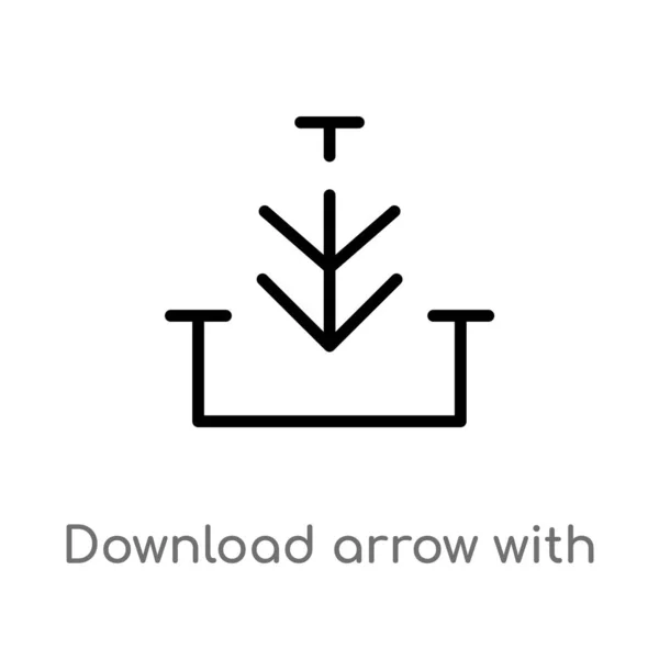 Outline Download Arrow Line Vector Icon Isolated Black Simple Line — Stock Vector