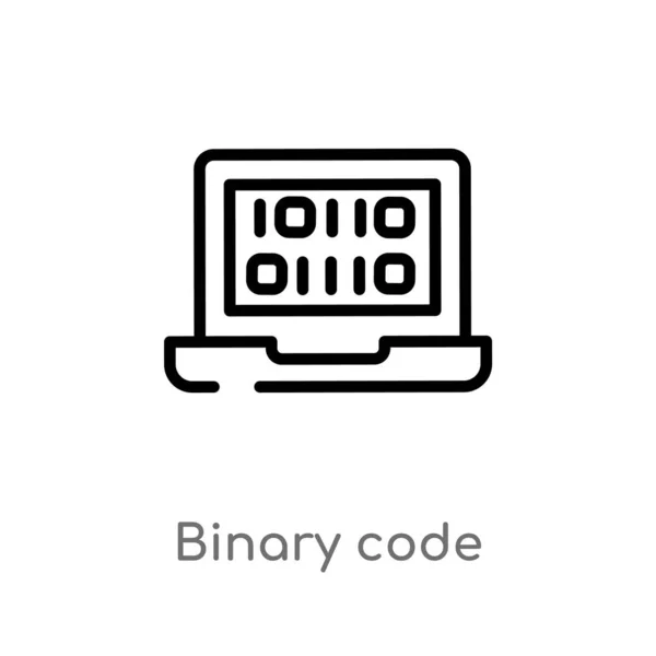 Contorno Icono Vector Código Binario Elemento Línea Simple Negro Aislado — Archivo Imágenes Vectoriales