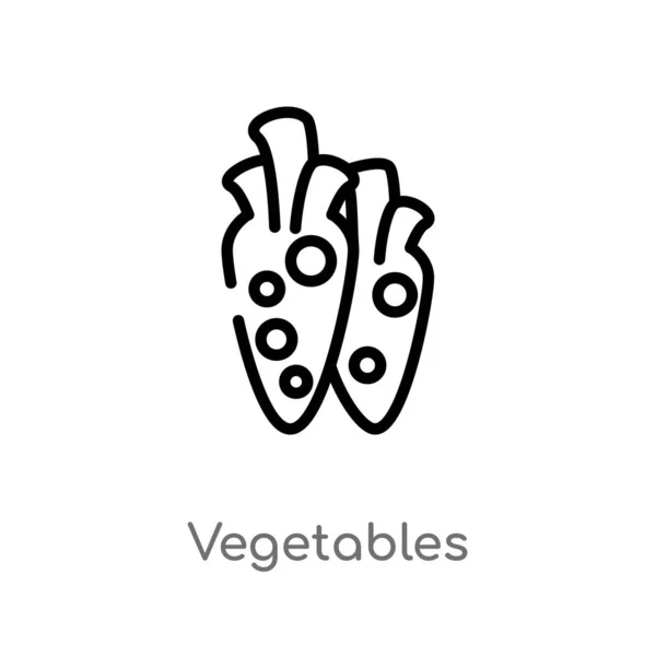 アウトライン野菜ベクトルアイコン 農業の概念から隔離された黒い単純な線要素のイラスト 白い背景に編集可能なベクトルストローク野菜のアイコン — ストックベクタ