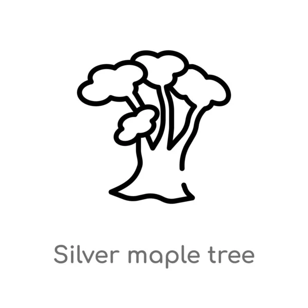 Umreißen Silbernen Ahornbaum Vektorsymbol Vereinzelte Schwarze Einfache Linie Element Illustration — Stockvektor
