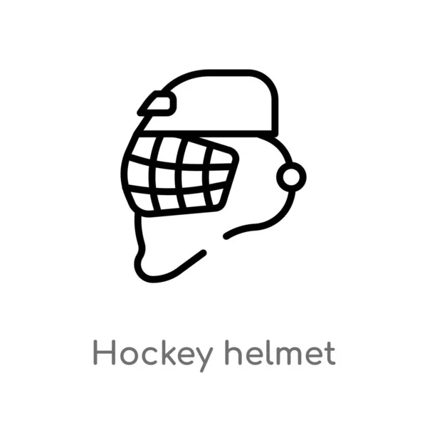 Ikona Vektoru Hokejových Přílbu Izolovaný Černý Jednoduchý Řádek Ilustrace Hokejové — Stockový vektor