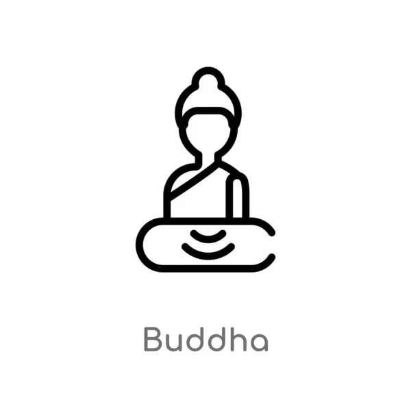 Delinear Ícone Vetor Buddha Isolado Preto Simples Ilustração Elemento Linha —  Vetores de Stock