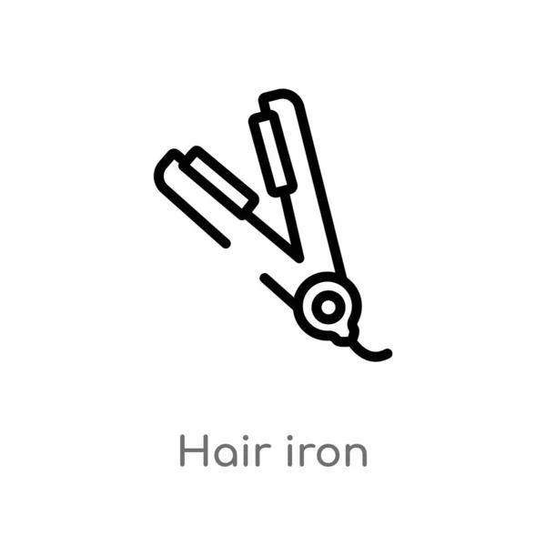 Outline Hair Iron Vector Icon Isolated Black Simple Line Element — Stock Vector