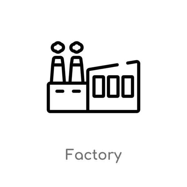 Overzichts Fabrieks Vector Pictogram Geïsoleerde Zwarte Eenvoudige Lijn Element Illustratie — Stockvector