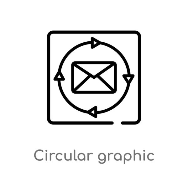 Contour Circulaire Icône Vectorielle Graphique Illustration Isolée Élément Ligne Simple — Image vectorielle