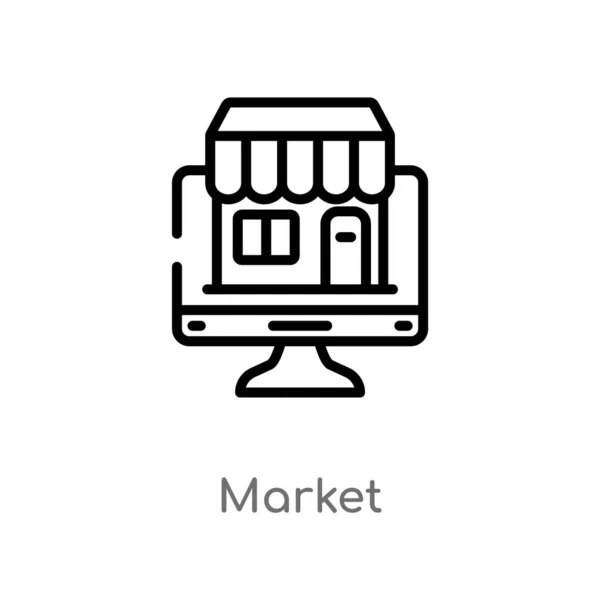 Delinear Ícone Vetor Mercado Isoladamente Preto Elemento Linha Simples Ilustração — Vetor de Stock
