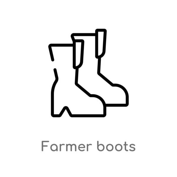 Outline Farmer Boots Vector Icon Isolated Black Simple Line Element — Stock Vector