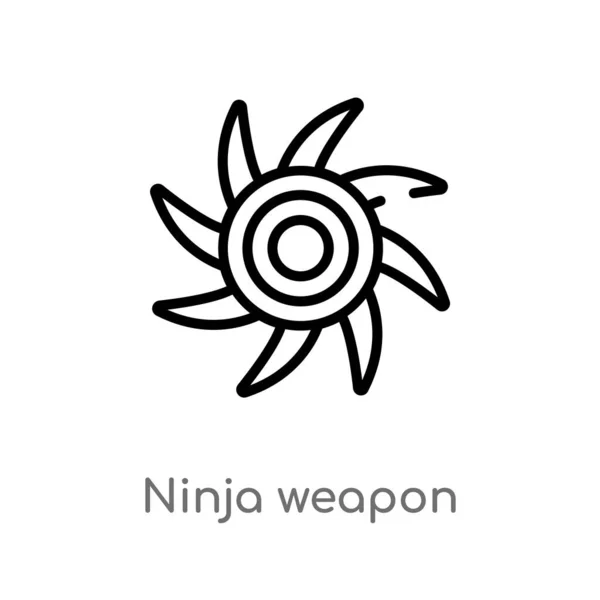 Umreißen Ninja Waffen Vektor Symbol Vereinzelte Darstellung Schwarzer Einfacher Linienelemente — Stockvektor