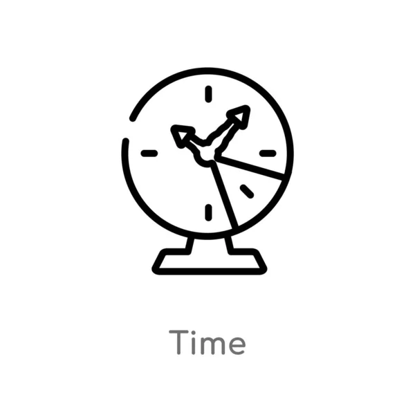 Contorno Icono Vector Tiempo Elemento Línea Simple Negro Aislado Ilustración — Vector de stock