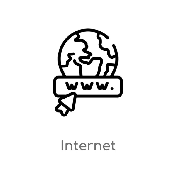 Zarys Ikony Wektorowej Internetu Koncepcji Gospodarki Cyfrowej Białym Tle Edytowalne — Wektor stockowy