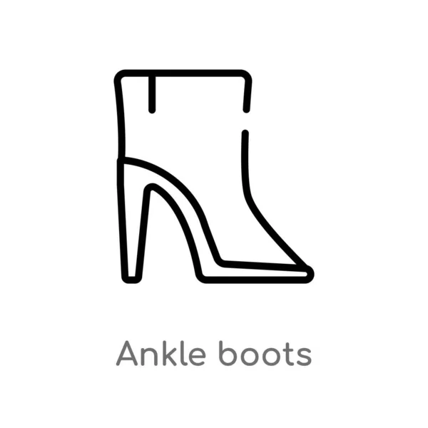 Outline Ankle Boots Vector Icon Isolated Black Simple Line Element — Stock Vector