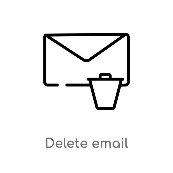 Outline Delete Email Vector Icon Isolated Black Simple Line Element — Stock Vector