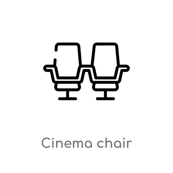 Περίγραμμα Της Καρέκλας Κινηματογράφου Απομονωμένη Μαύρη Απλή Γραμμή Στοιχείο Εικόνας — Διανυσματικό Αρχείο