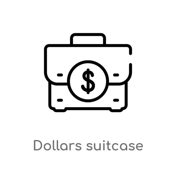 Umriss Dollar Koffer Für Business Vektor Ikone Isolierte Schwarze Einfache — Stockvektor