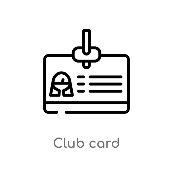 Umreißen Club Card Vektor Symbol Isolierte Schwarze Einfache Linie Element — Stockvektor