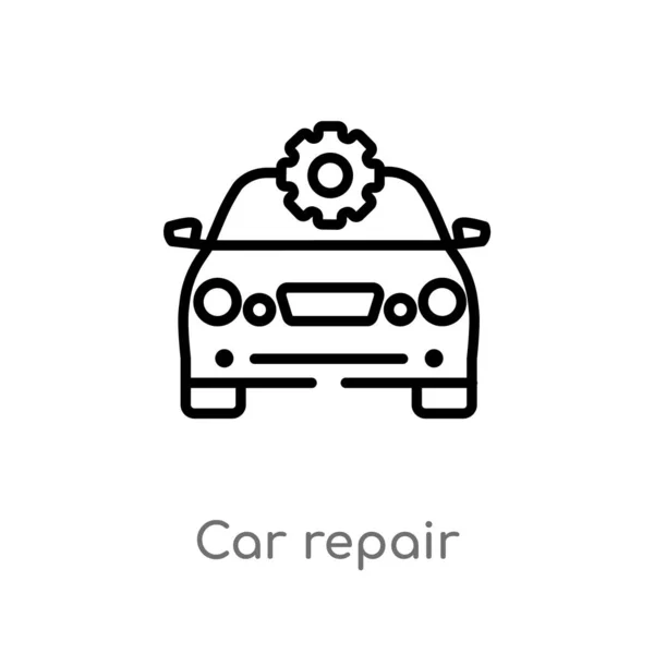 Umriss Auto Reparatur Vektor Symbol Vereinzelte Darstellung Schwarzer Einfacher Linienelemente — Stockvektor