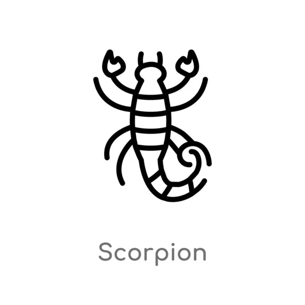 Contour Scorpion Vecteur Icône Illustration Isolée Élément Ligne Simple Noir — Image vectorielle