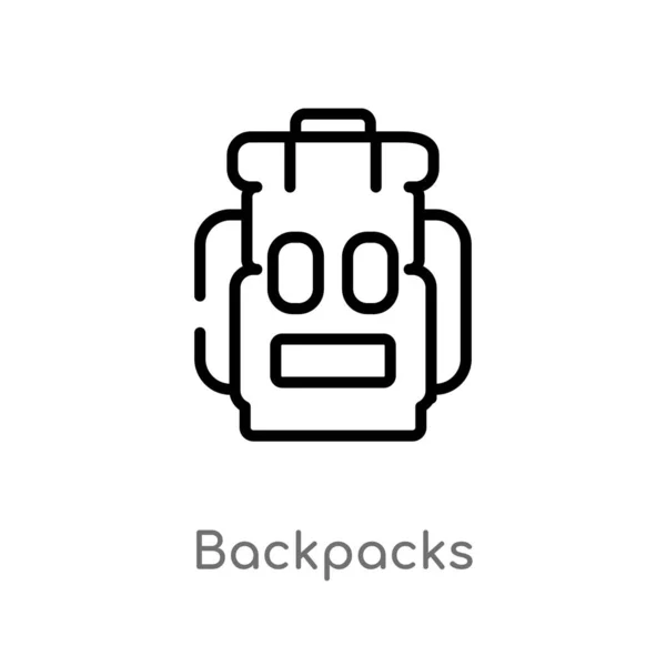 Contorno Mochilas Vector Icono Aislado Negro Simple Línea Elemento Ilustración — Vector de stock