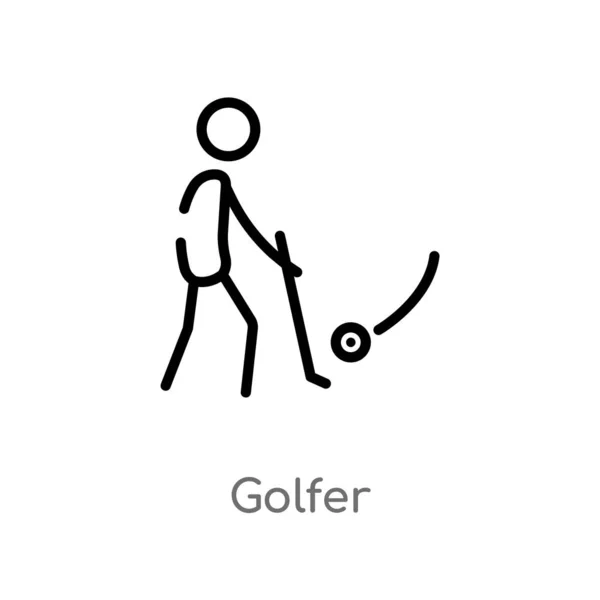 Umriss Golfer Vektor Symbol Vereinzelte Darstellung Schwarzer Einfacher Linienelemente Aus — Stockvektor