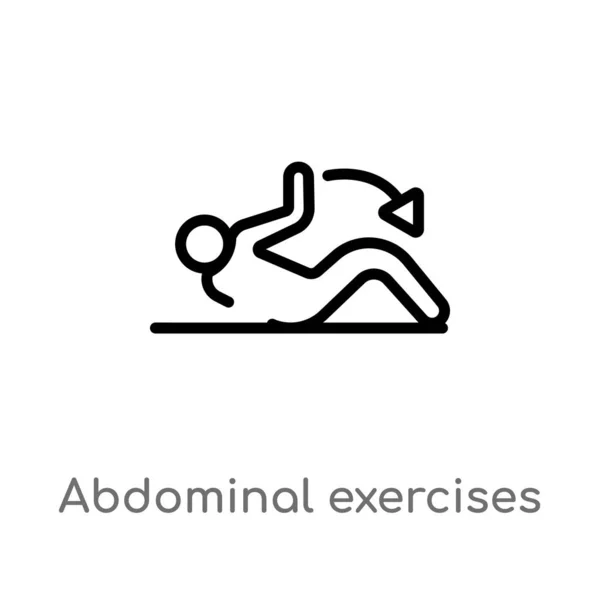 Esbozar Ejercicios Abdominales Icono Vectorial Aislado Negro Simple Línea Elemento — Vector de stock