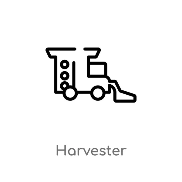 Outline Harvester Vector Icon Isolated Black Simple Line Element Illustration — Stock Vector