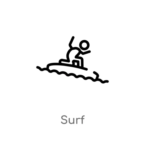 Umreißen Surf Vektor Symbol Isolierte Schwarze Einfache Linie Element Illustration — Stockvektor