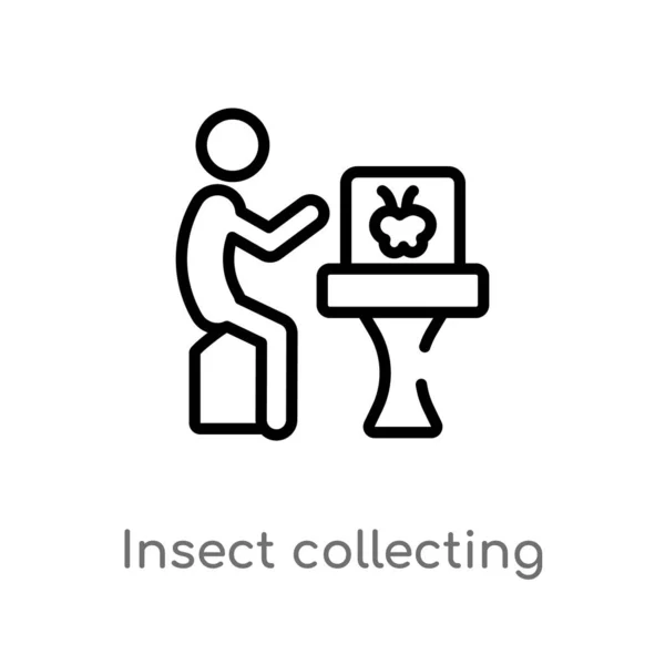 Outline Insect Collecting Vector Icon Isolated Black Simple Line Element — Stock Vector