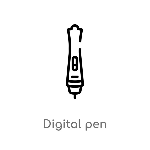 Outline Digitale Pen Vector Icoon Geïsoleerde Zwarte Eenvoudige Lijn Element — Stockvector