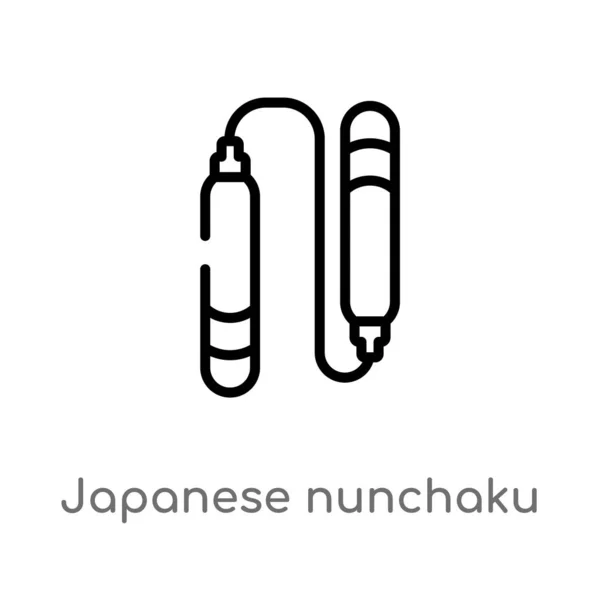 Umreißt Das Japanische Nunchaku Vektorsymbol Vereinzelte Darstellung Schwarzer Einfacher Linien — Stockvektor