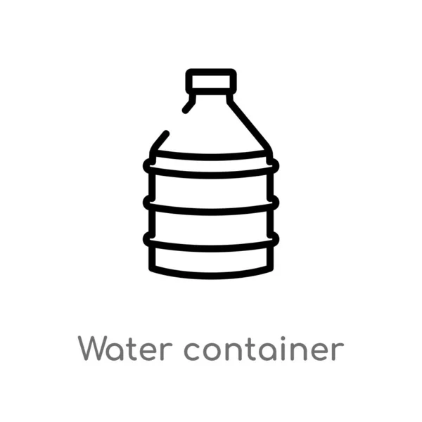 アウトライン水容器ベクトルアイコン 食品コンセプトから分離された黒のシンプルなライン要素イラスト 白い背景に編集可能なベクトルストローク水容器のアイコン — ストックベクタ