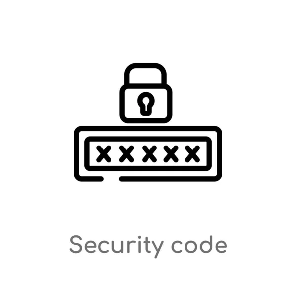 Contorno Código Seguridad Icono Vectorial Aislado Negro Simple Línea Elemento — Vector de stock