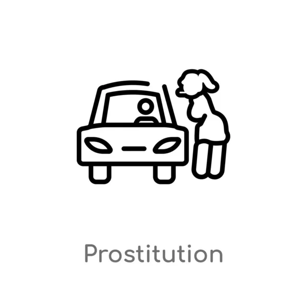 Overzicht Prostitutie Vector Pictogram Geïsoleerde Zwarte Eenvoudige Lijn Element Illustratie — Stockvector