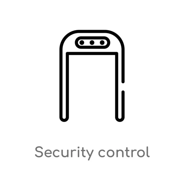 Contorno Icono Vector Control Seguridad Elemento Línea Simple Negro Aislado — Vector de stock