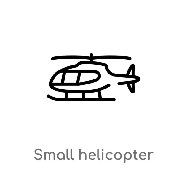 Contorno Icono Pequeño Vector Helicóptero Elemento Línea Simple Negro Aislado — Archivo Imágenes Vectoriales