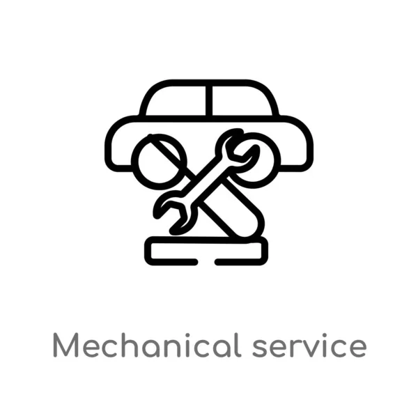 Delinear Serviço Mecânico Ícone Vetor Carro Isolado Preto Simples Ilustração — Vetor de Stock