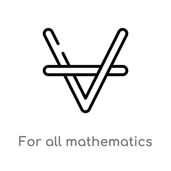 Contorno Para Todos Los Ícono Vector Matemáticas Aislado Negro Simple — Vector de stock