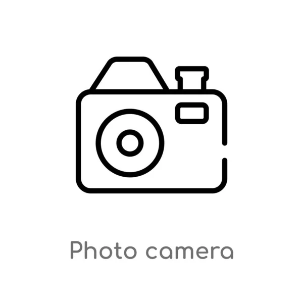 Outline Photo Camera Vector Icon Isolated Black Simple Line Element — Stock Vector