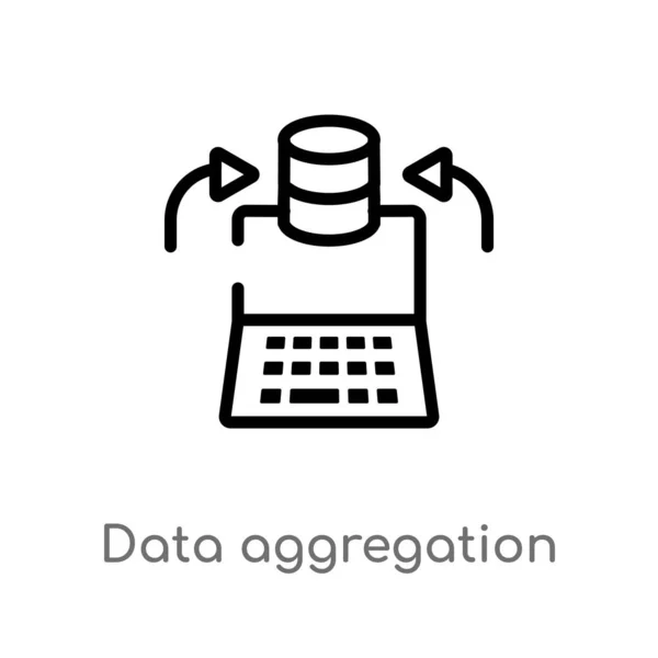 Umreißen Daten Aggregation Vektor Symbol Isolierte Darstellung Schwarzer Einfacher Linien — Stockvektor