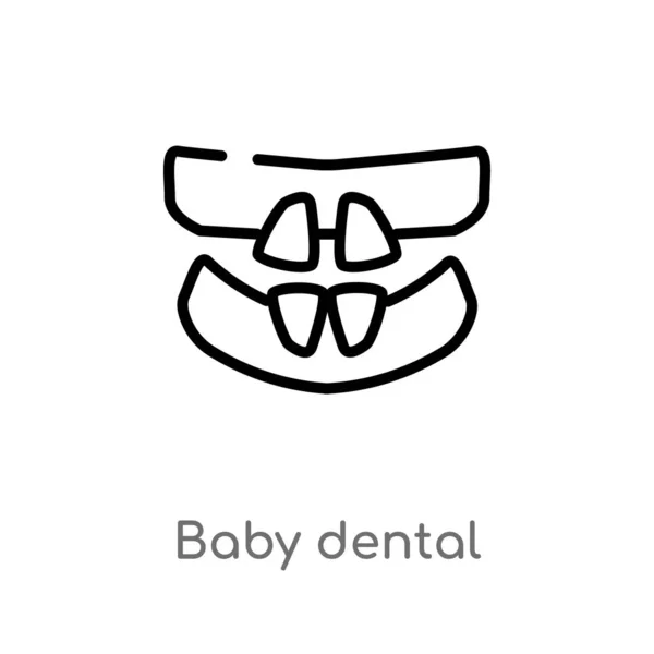 Overzicht Baby Tandheelkundige Vector Pictogram Geïsoleerde Zwarte Eenvoudige Lijn Element — Stockvector