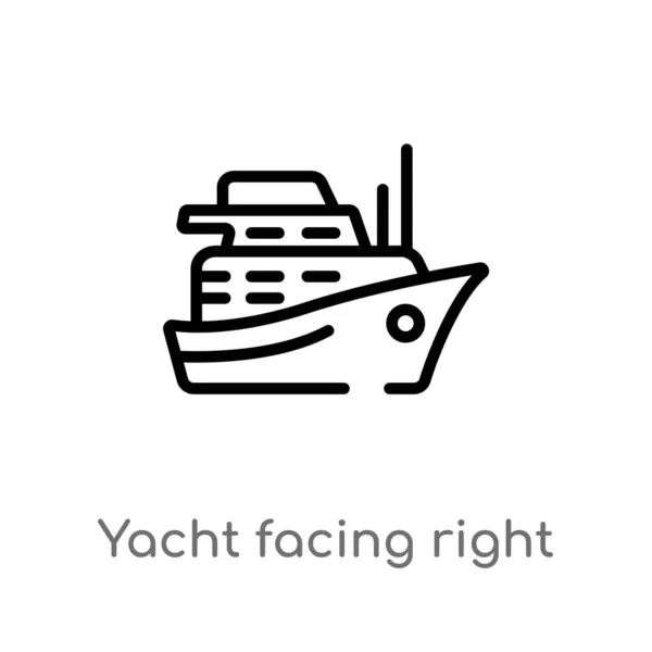 Contour Yacht Face Icône Vectorielle Droite Illustration Isolée Élément Ligne — Image vectorielle