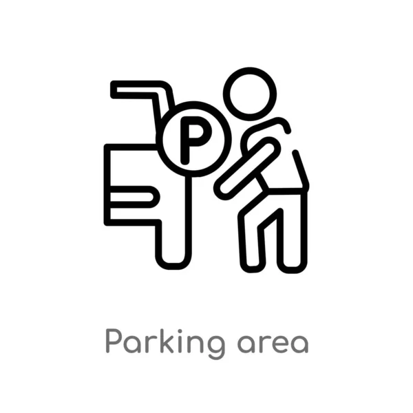 轮廓停车场矢量图标 孤立的黑色简单的线条元素插图从人的概念 可编辑的矢量行程停车区图标在白色背景 — 图库矢量图片