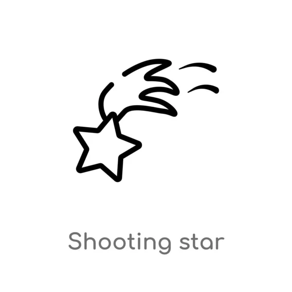 Outline Shooting Star Vector Icon Isolated Black Simple Line Element — Stock Vector