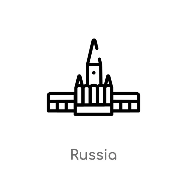 Contour Russie Icône Vectorielle Illustration Isolée Élément Ligne Simple Noir — Image vectorielle