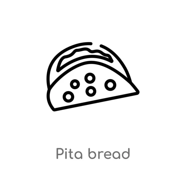 Contorno Icono Del Vector Pan Pita Ilustración Aislada Elemento Línea — Vector de stock