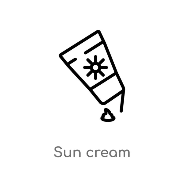 Umreißen Sonnencreme Vektor Symbol Vereinzelte Schwarze Einfache Linienelemente Aus Dem — Stockvektor