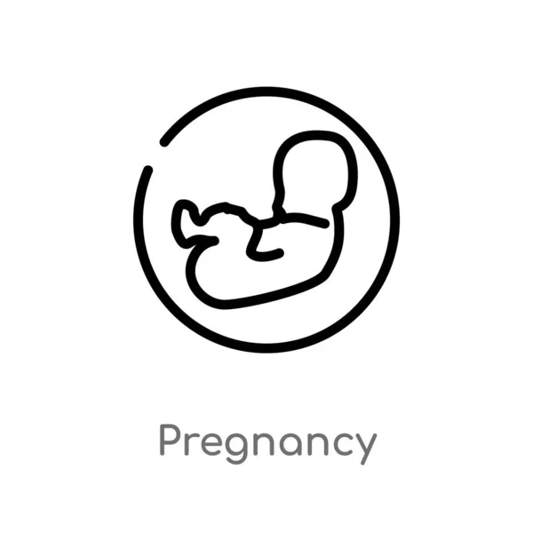 Contorno Icono Del Vector Del Embarazo Aislado Negro Simple Línea — Vector de stock